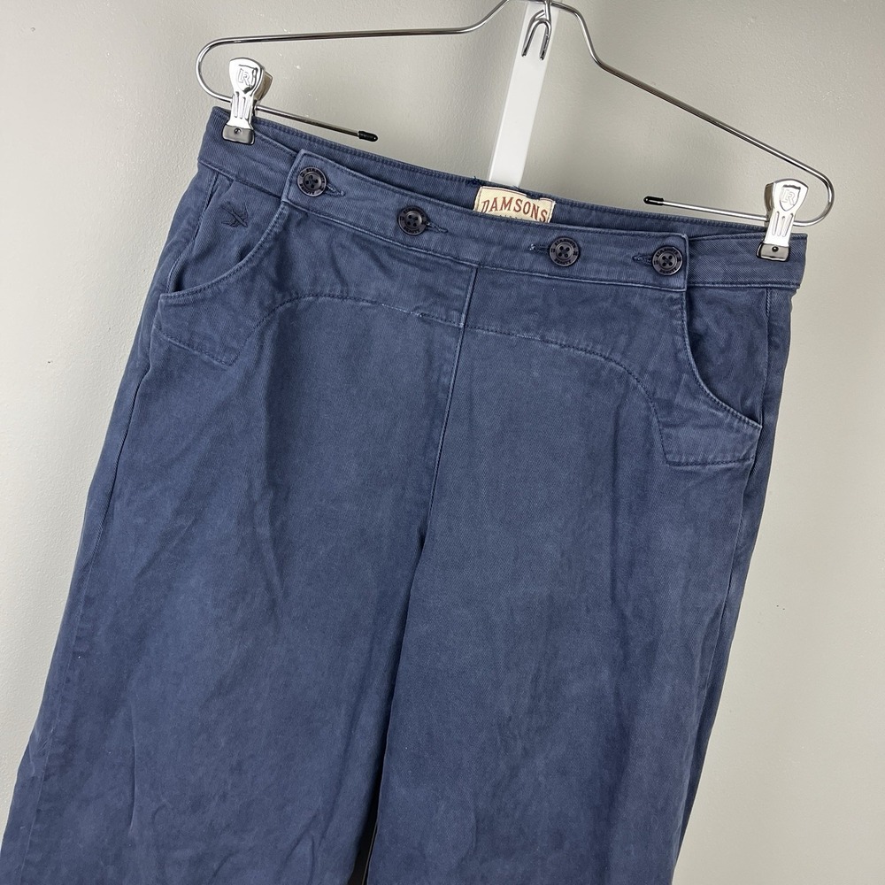 Damsons Landgirl Trousers Womens UK 12 / US 8 Navy Blue Wide Leg Sailor Pants